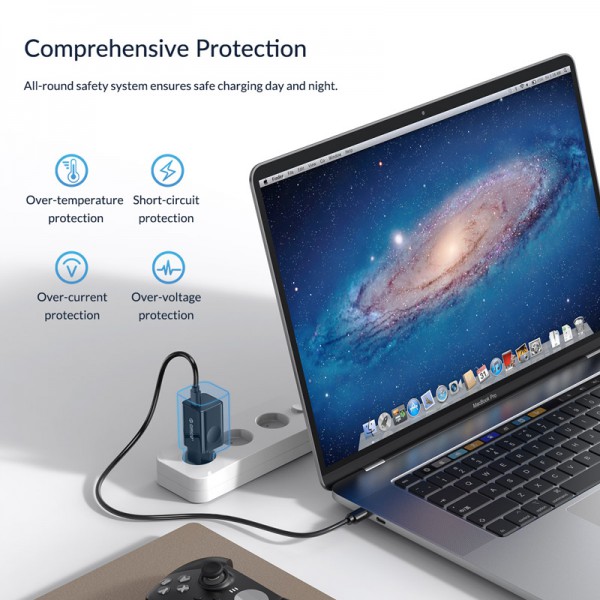 ORICO φορτιστής τοίχου PV65-C, USB Τype-C, PD QC 3.0, 65W, λευκός ORICO φορτιστής τοίχου PV65-C, USB Τype-C, PD QC 3.0, 65W, λευκός