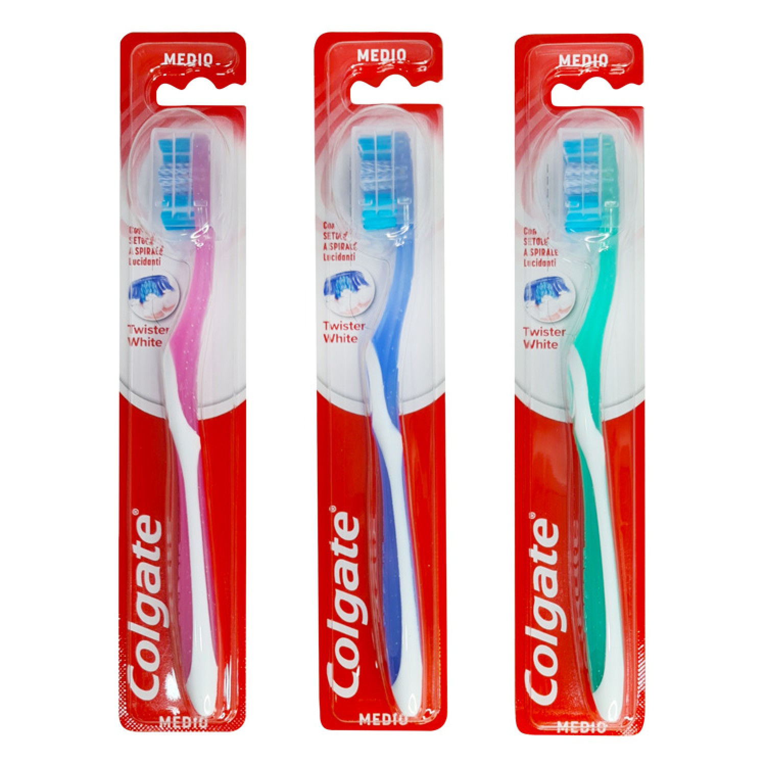 COLGATE οδοντόβουρτσα Twister White medium, διάφορα χρώματα, 1τμχ COLGATE οδοντόβουρτσα Twister White medium, διάφορα χρώματα, 1τμχ