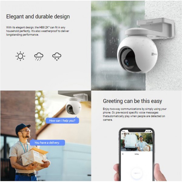 EZVIZ smart κάμερα HB8, Pan & Tilt, 4MP, WiFi, 10400mAh, 32GB, αδιάβροχη EZVIZ smart κάμερα HB8, Pan & Tilt, 4MP, WiFi, 10400mAh, 32GB, αδιάβροχη