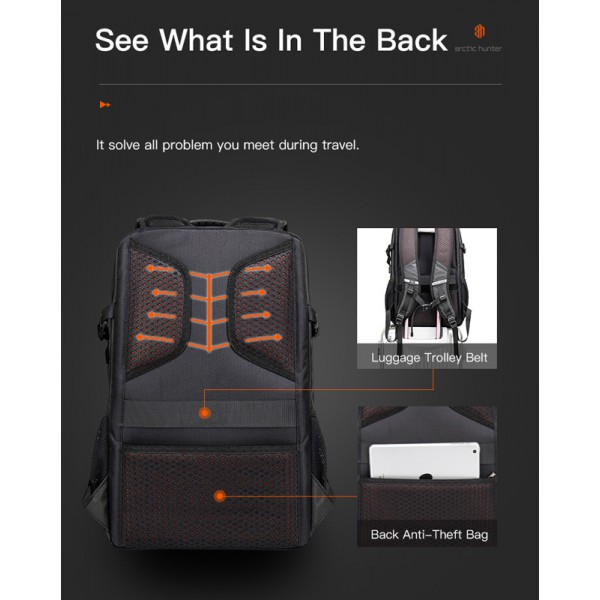 ARCTIC HUNTER τσάντα πλάτης B00387 με θήκη laptop 15.6", 26L, USB, μαύρη ARCTIC HUNTER τσάντα πλάτης B00387 με θήκη laptop 15.6", 26L, USB, μαύρη