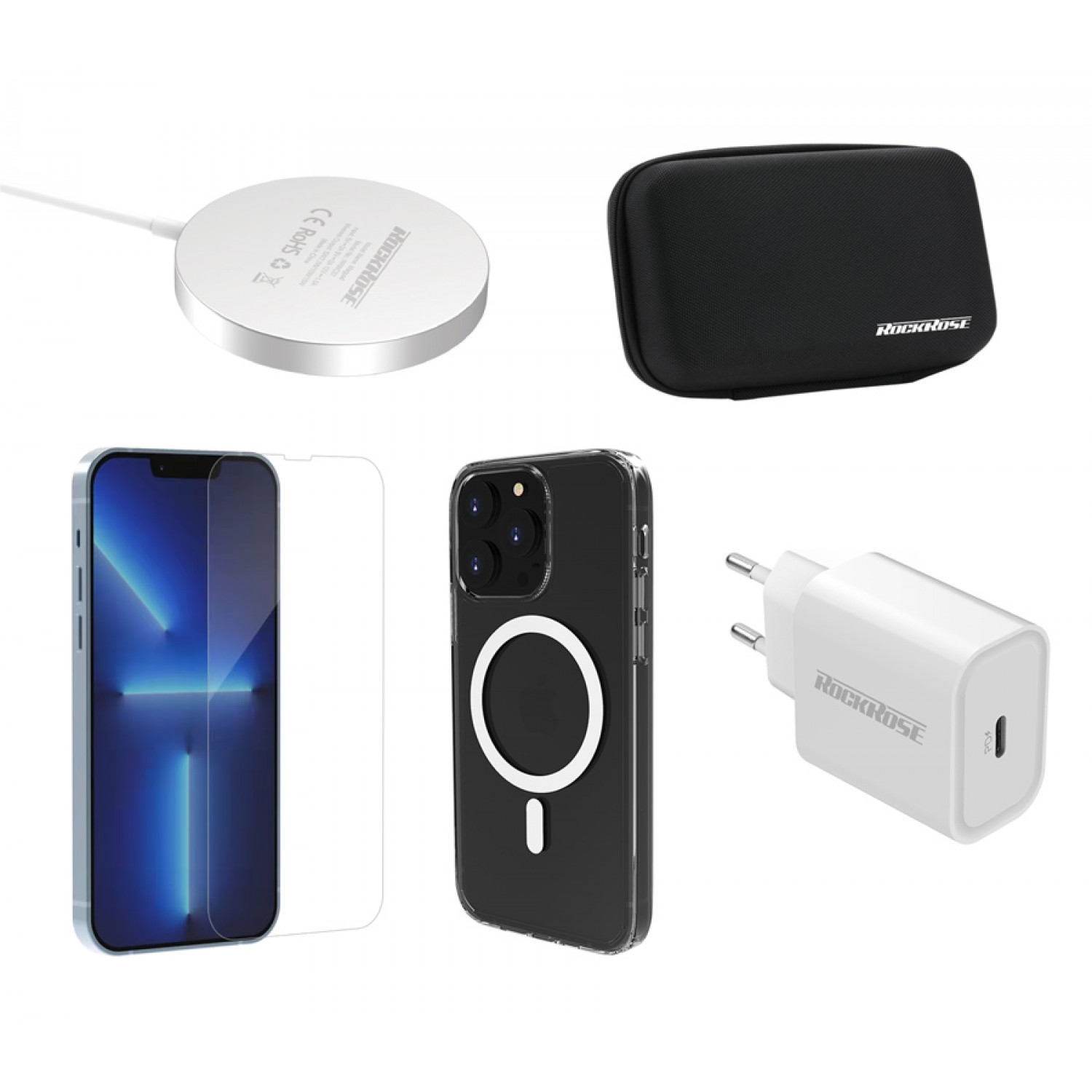ROCKROSE kit φόρτισης & προστασίας Starter, iPhone 13 Pro, 20W & 15W ROCKROSE kit φόρτισης & προστασίας Starter, iPhone 13 Pro, 20W & 15W