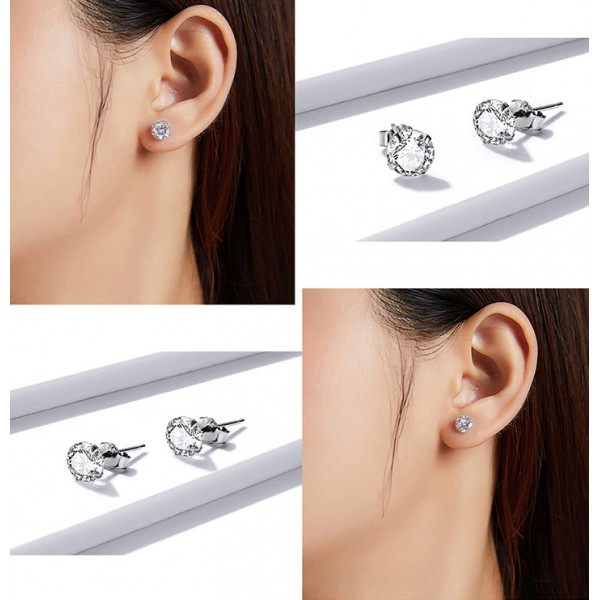 BAMOER σκουλαρίκια καρφωτά BSE166 με κυβική ζιρκόνια, 6mm, ασήμι 925 BAMOER σκουλαρίκια καρφωτά BSE166 με κυβική ζιρκόνια, 6mm, ασήμι 925