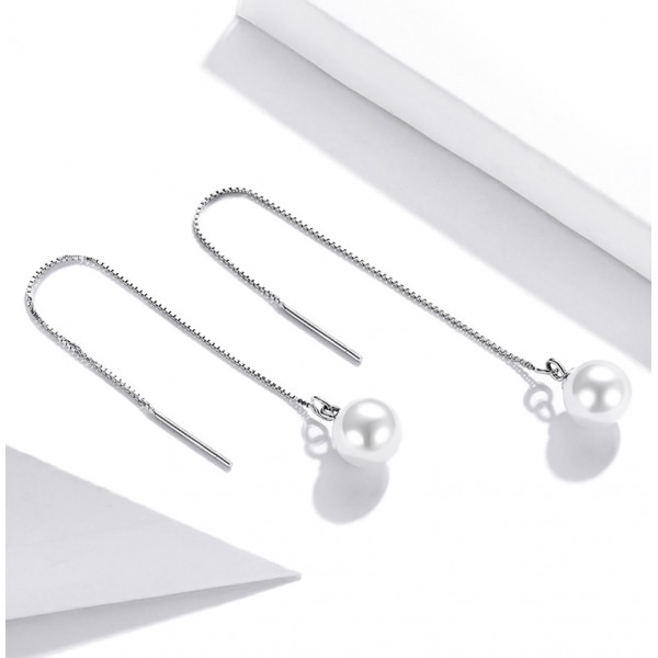 BAMOER σκουλαρίκια κρεμαστά SCE878-B με πέρλα, ασήμι 925, ασημί BAMOER σκουλαρίκια κρεμαστά SCE878-B με πέρλα, ασήμι 925, ασημί