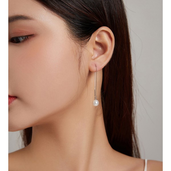 BAMOER σκουλαρίκια κρεμαστά SCE878-B με πέρλα, ασήμι 925, ασημί BAMOER σκουλαρίκια κρεμαστά SCE878-B με πέρλα, ασήμι 925, ασημί