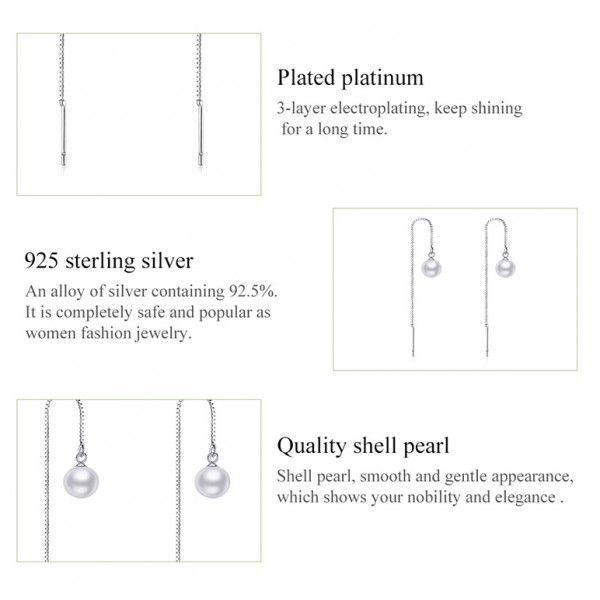 BAMOER σκουλαρίκια κρεμαστά SCE878-B με πέρλα, ασήμι 925, ασημί BAMOER σκουλαρίκια κρεμαστά SCE878-B με πέρλα, ασήμι 925, ασημί