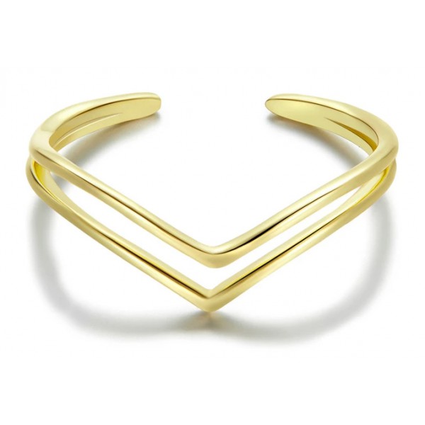 BAMOER δαχτυλίδι SCR713 με διπλό V, ανοιγόμενο, ασήμι 925, χρυσό