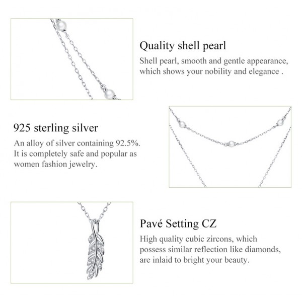 BAMOER κολιέ BSN208 δυο σειρών, με πέρλες, ασήμι 925, ασημί BAMOER κολιέ BSN208 δυο σειρών, με πέρλες, ασήμι 925, ασημί