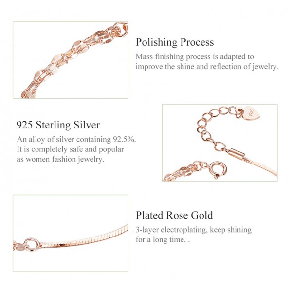 BAMOER βραχιόλι SCB149 με διπλή αλυσίδα, ασήμι 925, ροζ χρυσό BAMOER βραχιόλι SCB149 με διπλή αλυσίδα, ασήμι 925, ροζ χρυσό