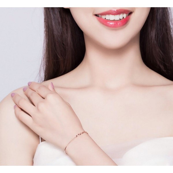 BAMOER βραχιόλι SCB149 με διπλή αλυσίδα, ασήμι 925, ροζ χρυσό BAMOER βραχιόλι SCB149 με διπλή αλυσίδα, ασήμι 925, ροζ χρυσό