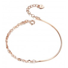 BAMOER βραχιόλι SCB149 με διπλή αλυσίδα, ασήμι 925, ροζ χρυσό