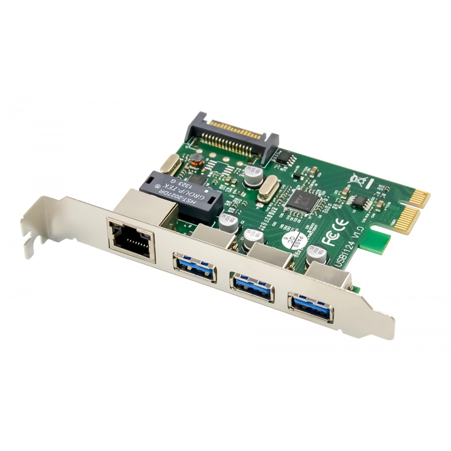 POWERTECH κάρτα επέκτασης PCIe σε USB 3.0 & GbE LAN ST642, VL805&RTL8153 POWERTECH κάρτα επέκτασης PCIe σε USB 3.0 & GbE LAN ST642, VL805&RTL8153