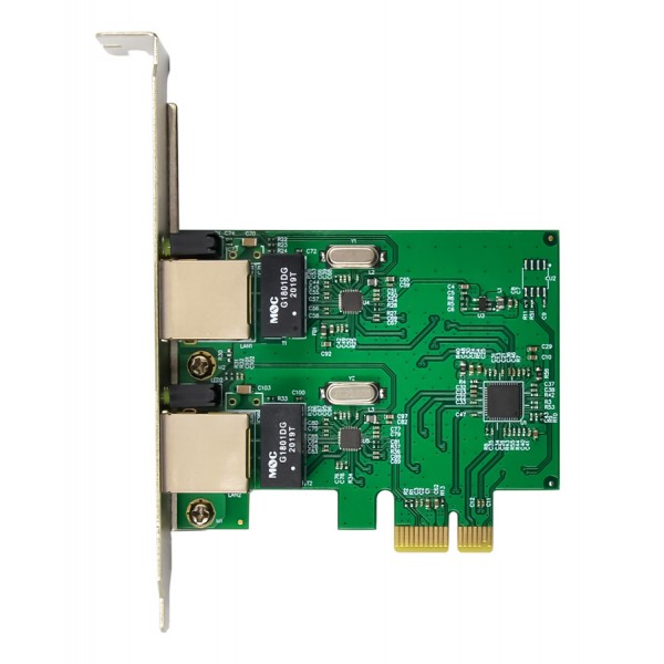 POWERTECH κάρτα επέκτασης PCIe σε 2x RJ45 GbE ST7244, RTL8111H&ASM1182e