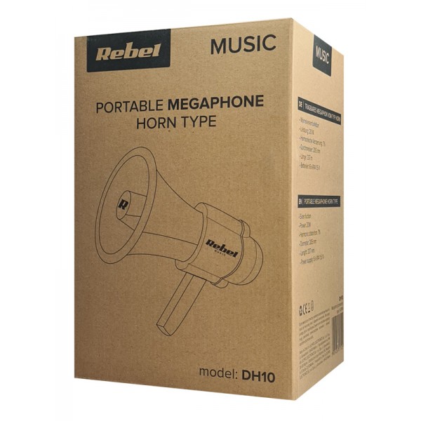 REBEL φορητό μεγάφωνο ανακοινώσεων DH10, 20W, με μικρόφωνο χειρός REBEL φορητό μεγάφωνο ανακοινώσεων DH10, 20W, με μικρόφωνο χειρός