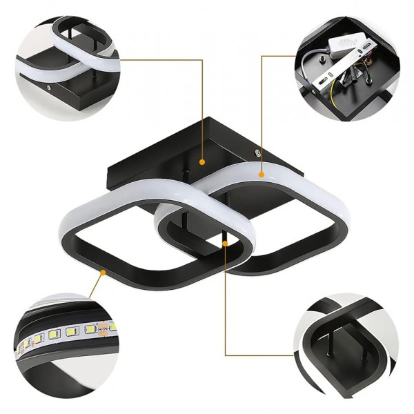 POWERTECH LED φωτιστικό οροφής HLL-0079, 20W, 4000K, 24x20cm, μαύρο POWERTECH LED φωτιστικό οροφής HLL-0079, 20W, 4000K, 24x20cm, μαύρο