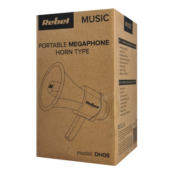 REBEL φορητό μεγάφωνο ανακοινώσεων DH08, 5W, με σειρήνα REBEL φορητό μεγάφωνο ανακοινώσεων DH08, 5W, με σειρήνα