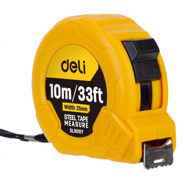 DELI μέτρο DL9010Y, με κλείδωμα & clip ζώνης, 10m/33ft x 25mm DELI μέτρο DL9010Y, με κλείδωμα & clip ζώνης, 10m/33ft x 25mm