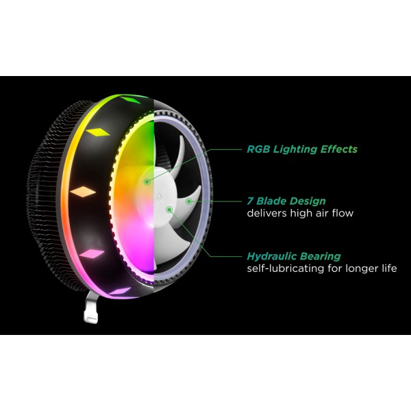 ROAR ψύκτρα για CPU RR-0017, 2000rpm, 24dBA, 48CFM, 95W, RGB ROAR ψύκτρα για CPU RR-0017, 2000rpm, 24dBA, 48CFM, 95W, RGB