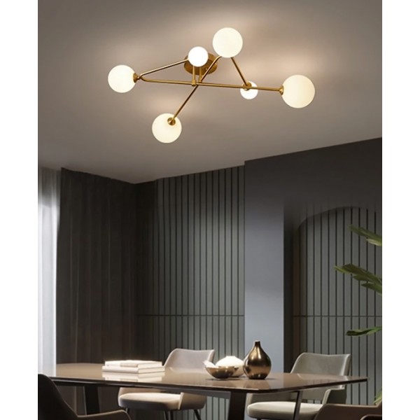 POWERTECH φωτιστικό οροφής HLL-0076, 6x E27, 108x58cm, μεταλλικό, χρυσό