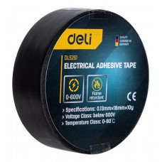 DELI μονωτική ταινία υψηλής αντοχής DL5261, 18mm, 9.15m, μαύρη, 10τμχ