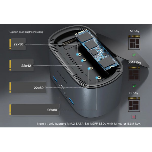 CABLETIME docking station DOCK131-AG2 11 θύρες & θήκη M.2, 4K 100W, γκρι CABLETIME docking station DOCK131-AG2 11 θύρες & θήκη M.2, 4K 100W, γκρι