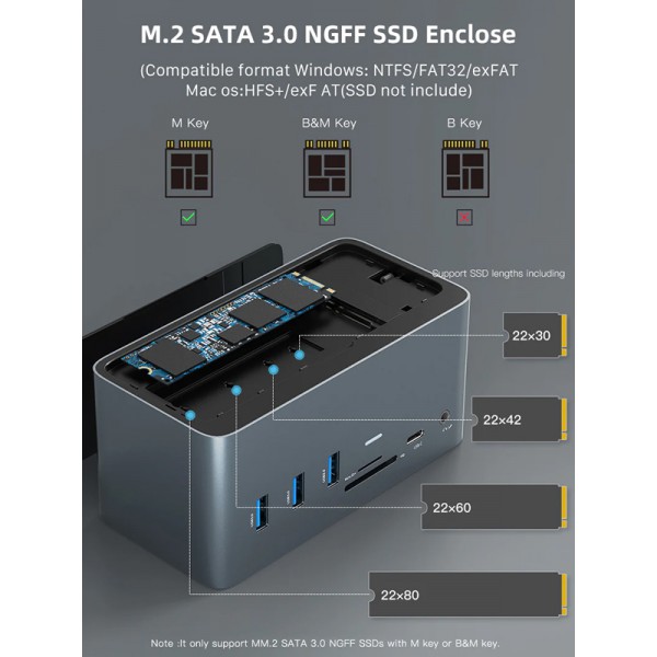 CABLETIME docking station DOCK162-AG, 15 θύρες & θήκη M.2, 4K 100W, γκρι CABLETIME docking station DOCK162-AG, 15 θύρες & θήκη M.2, 4K 100W, γκρι