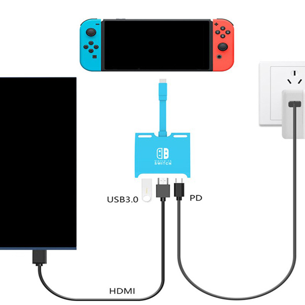 USB-C hub SHUB31 για Nintendo Switch, USB/HDMI 4K/USB-C PD 100W, κόκκινο