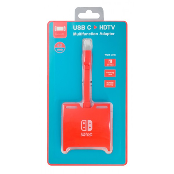 USB-C hub SHUB31 για Nintendo Switch, USB/HDMI 4K/USB-C PD 100W, κόκκινο