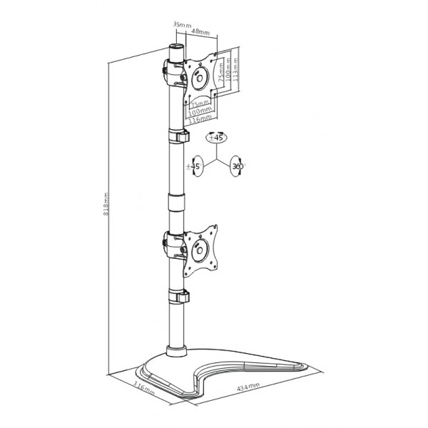ITECHMOUNT βάση γραφείου MBS-21M για 2 οθόνες 13"-27", 10kg ανά οθόνη ITECHMOUNT βάση γραφείου MBS-21M για 2 οθόνες 13"-27", 10kg ανά οθόνη
