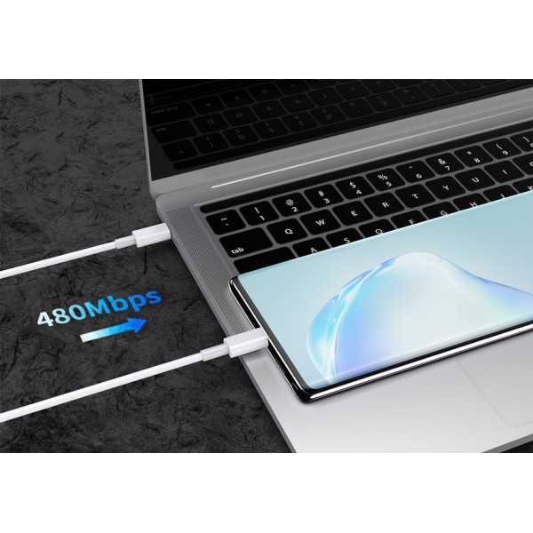 POWERTECH καλώδιο USB-C PTR-0108, 65W, PD, 1m, λευκό POWERTECH καλώδιο USB-C PTR-0108, 65W, PD, 1m, λευκό