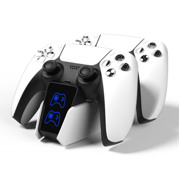 ROAR βάση φόρτισης gamepad RR-0020 για 2x PS5 DualSense, λευκή ROAR βάση φόρτισης gamepad RR-0020 για 2x PS5 DualSense, λευκή
