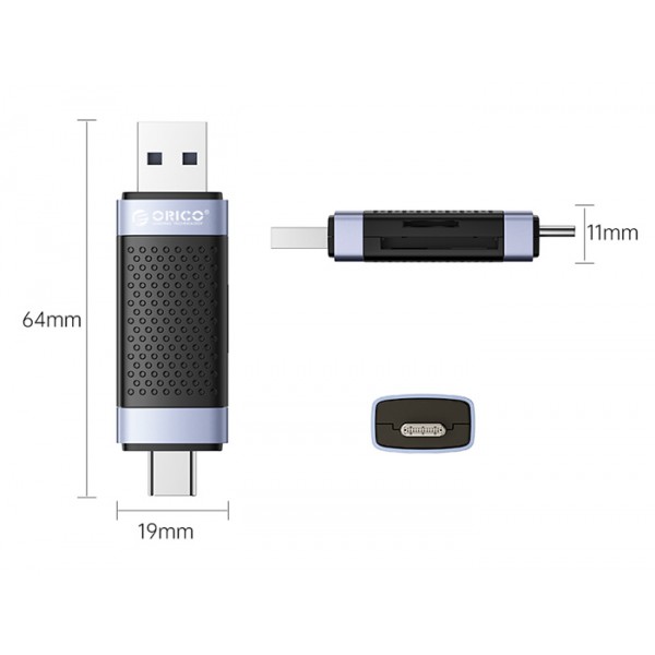 ORICO card reader CD2D-AC2 για SD & Micro SD, USB-C & USB, μαύρο ORICO card reader CD2D-AC2 για SD & Micro SD, USB-C & USB, μαύρο