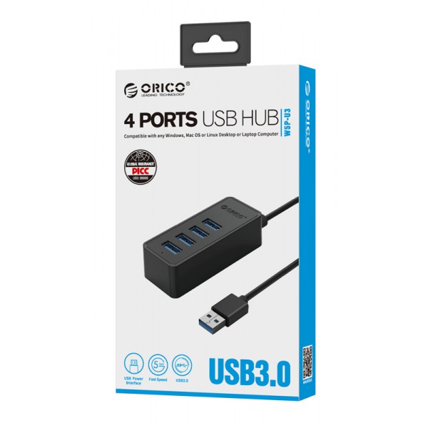ORICO USB hub W5P-U3, 4x θυρών, 5Gbps, USB σύνδεση, μαύρο ORICO USB hub W5P-U3, 4x θυρών, 5Gbps, USB σύνδεση, μαύρο