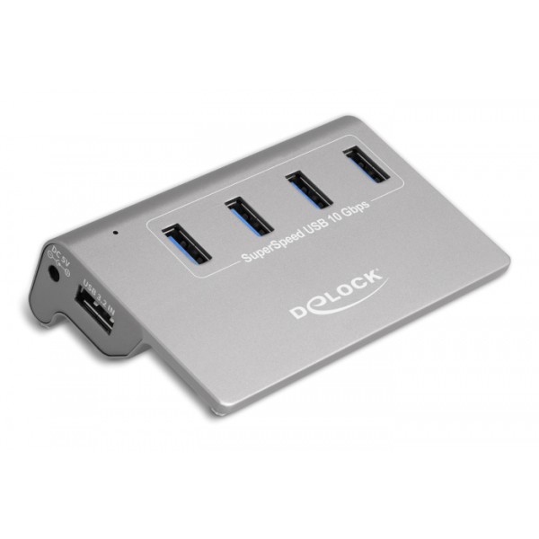 DELOCK USB hub 64181, 4x USB θύρες, 10 Gbps, γκρι