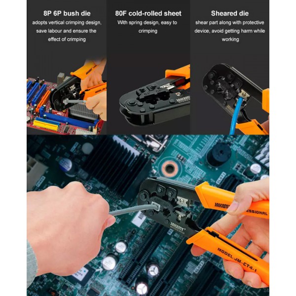 JAKEMY πρέσα ακροδεκτών JM-CT4-1 για καλώδια δικτύου RJ45/12, 8P/6P JAKEMY πρέσα ακροδεκτών JM-CT4-1 για καλώδια δικτύου RJ45/12, 8P/6P