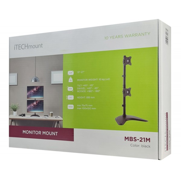 ITECHMOUNT βάση γραφείου MBS-21M για 2 οθόνες 13"-27", 10kg ανά οθόνη ITECHMOUNT βάση γραφείου MBS-21M για 2 οθόνες 13"-27", 10kg ανά οθόνη
