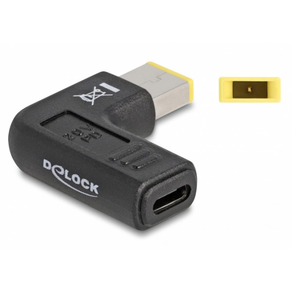 DELOCK αντάπτορας τροφοδοσίας 60003 USB-C σε Lenovo 11x4.5mm, 90°, μαύρο