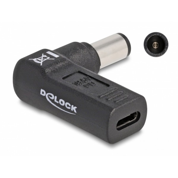 DELOCK αντάπτορας τροφοδοσίας 60005, USB-C σε HP 7.4x5mm, 90°, μαύρος DELOCK αντάπτορας τροφοδοσίας 60005, USB-C σε HP 7.4x5mm, 90°, μαύρος