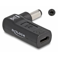 DELOCK αντάπτορας τροφοδοσίας 60010, USB-C σε 5.5x2.1mm, 90°, μαύρος