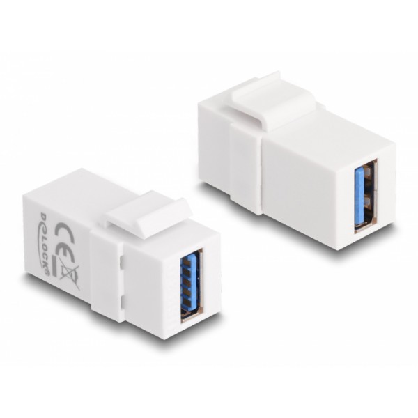 DELOCK Keystone module USB 3.0 87832, θηλυκό σε θηλυκό, λευκό DELOCK Keystone module USB 3.0 87832, θηλυκό σε θηλυκό, λευκό