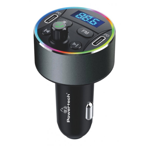 POWERTECH FM Transmitter & φορτιστής 40W PT-1027, οθόνη, RGB, Bluetooth POWERTECH FM Transmitter & φορτιστής 40W PT-1027, οθόνη, RGB, Bluetooth