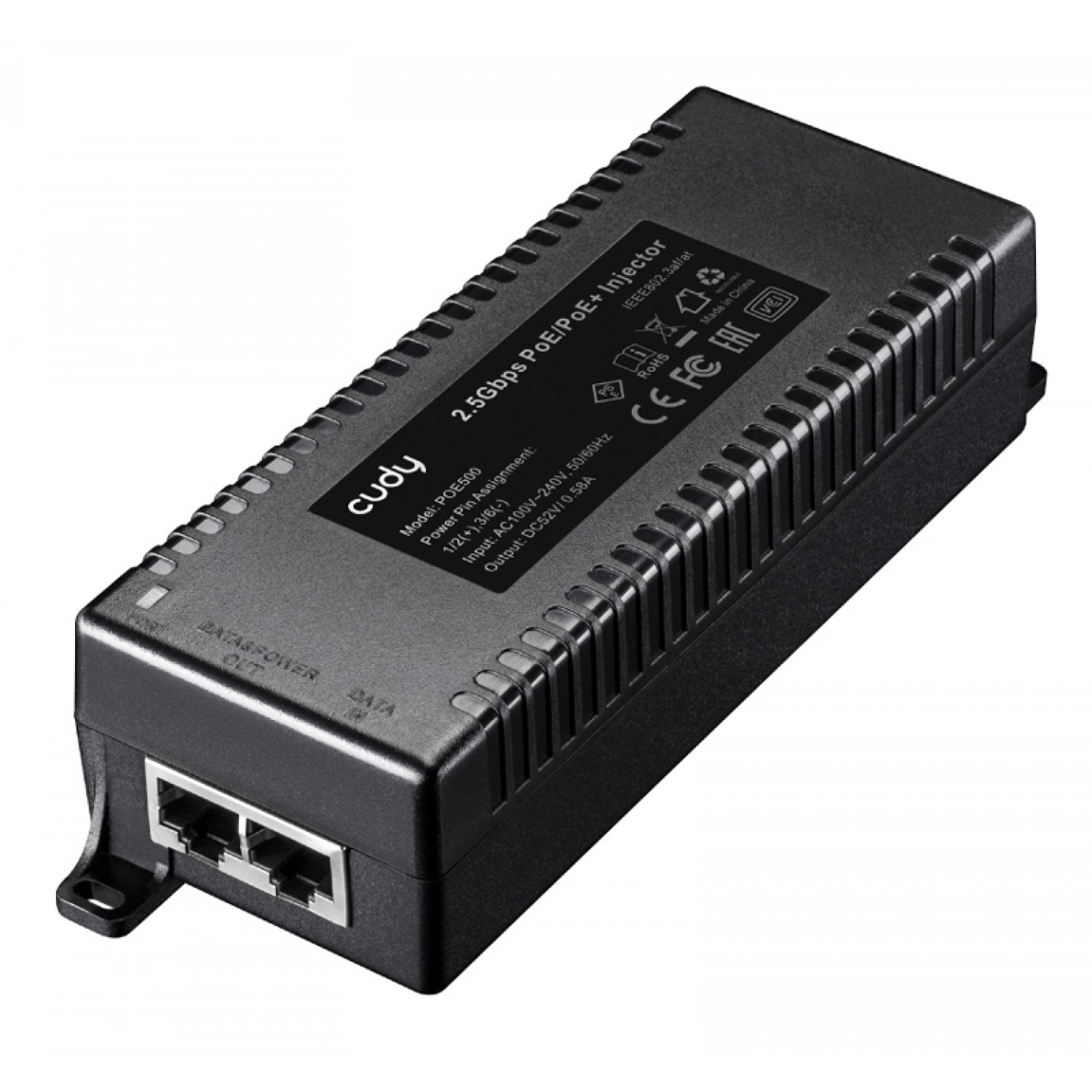 CUDY 2.5Gbps PoE+/PoE injector POE500, 30W CUDY 2.5Gbps PoE+/PoE injector POE500, 30W