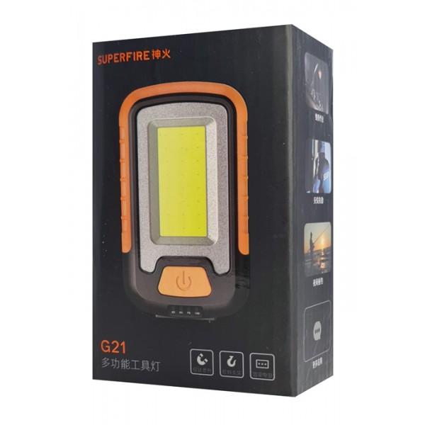 SUPFIRE φακός εργασίας G21, COB LED, 10W, 3600mAh, 650lm, IP43