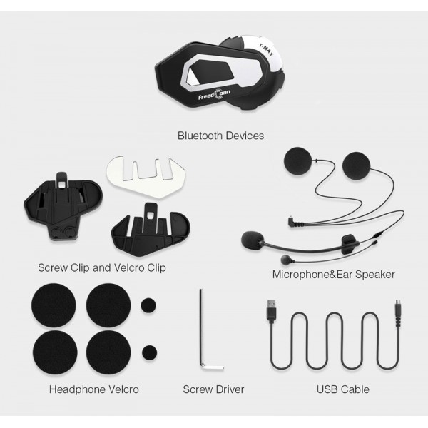 FREEDCONN bluetooth T-MAX-S κράνους με ενδοεπικοινωνία, 1200m FREEDCONN bluetooth T-MAX-S κράνους με ενδοεπικοινωνία, 1200m
