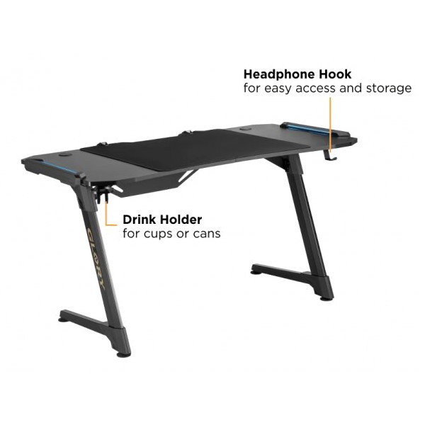 BRATECK gaming γραφείο Glory GMD04-2S, 1400x700, RGB, μαύρο