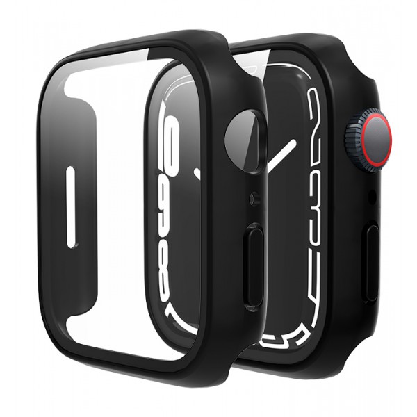 ROCKROSE θήκη & tempered glass Aegean για Apple Watch 7, 45mm, μαύρη