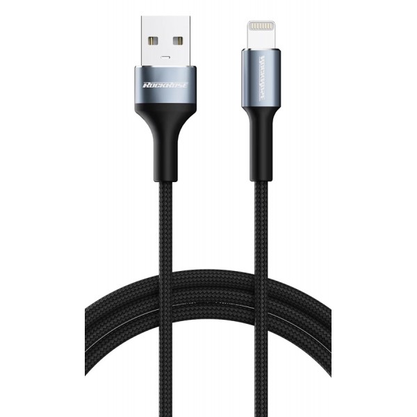 ROCKROSE καλώδιο USB σε Lightning Aspire AL, 2.4A, 1m, μαύρο ROCKROSE καλώδιο USB σε Lightning Aspire AL, 2.4A, 1m, μαύρο
