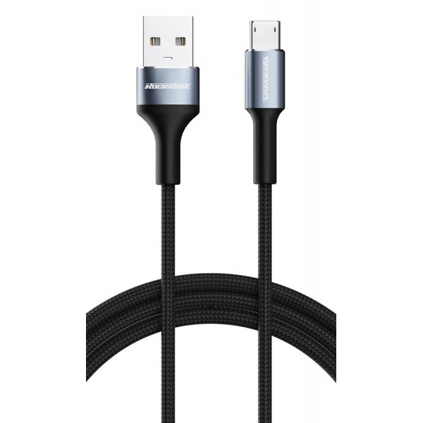 ROCKROSE καλώδιο USB σε Micro USB Aspire AM, 2.4A, 1m, μαύρο ROCKROSE καλώδιο USB σε Micro USB Aspire AM, 2.4A, 1m, μαύρο