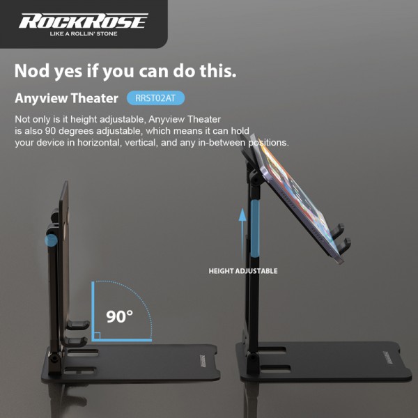 ROCKROSE βάση tablet Anyview ease, ρυθμιζόμενη, αναδιπλούμενη, μαύρη