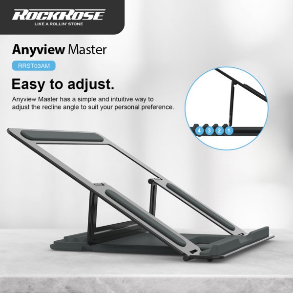ROCKROSE βάση για laptop Anyview Master, 15.6", ρυθμιζόμενη, γκρι