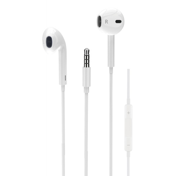POWERTECH earphones με μικρόφωνο Classic, 3.5mm, 1.2m, λευκά